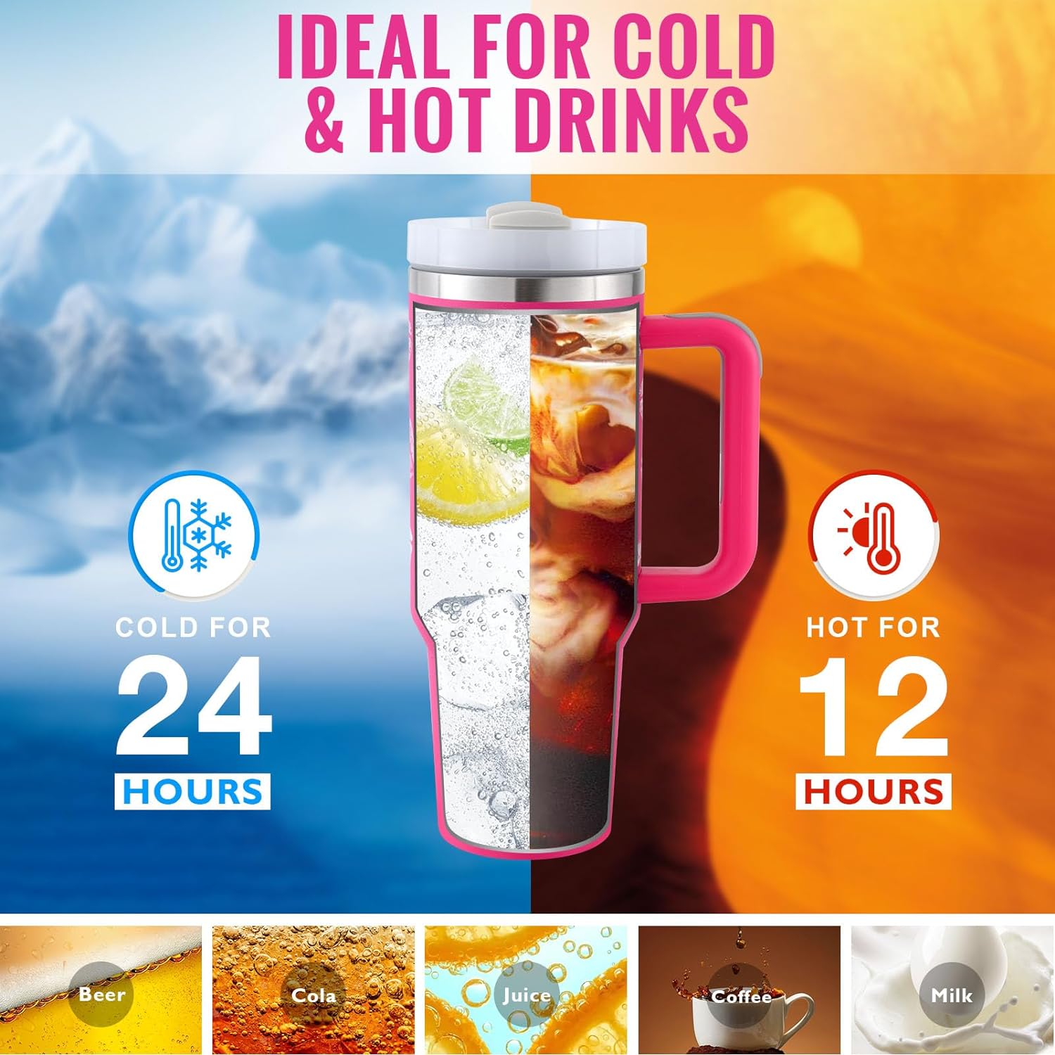 Daybreak Tumbler — 40oz Insulated Travel Mug with Handle & Straw